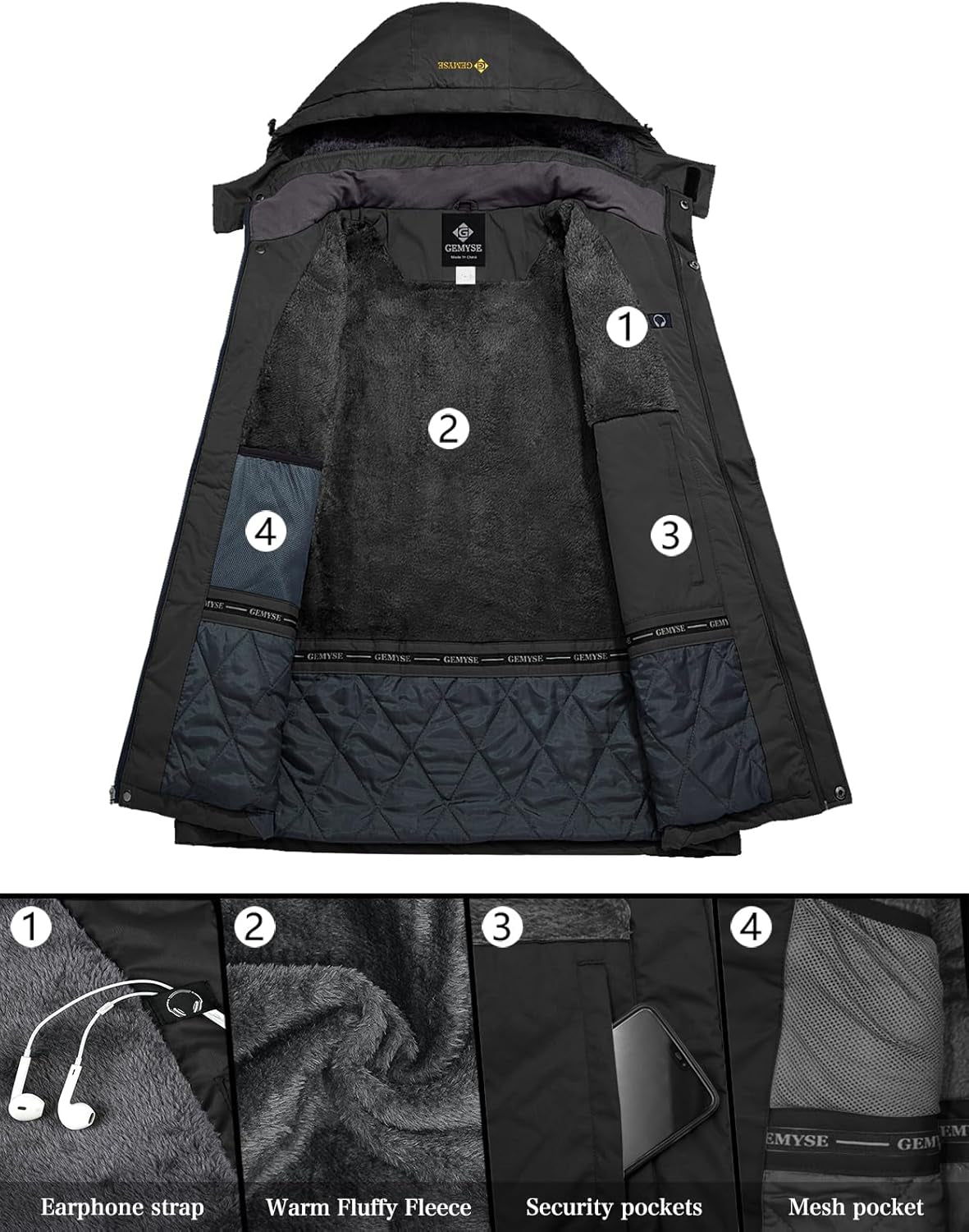 Men's Waterproof Ski and Snow Jacket - Winter Windproof and Rain-Resistant Outerwear